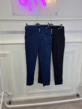 Load image into Gallery viewer, KMO DEBBIE high waisted denim jegging with button detail and back pockets - 28&#39;&#39;
