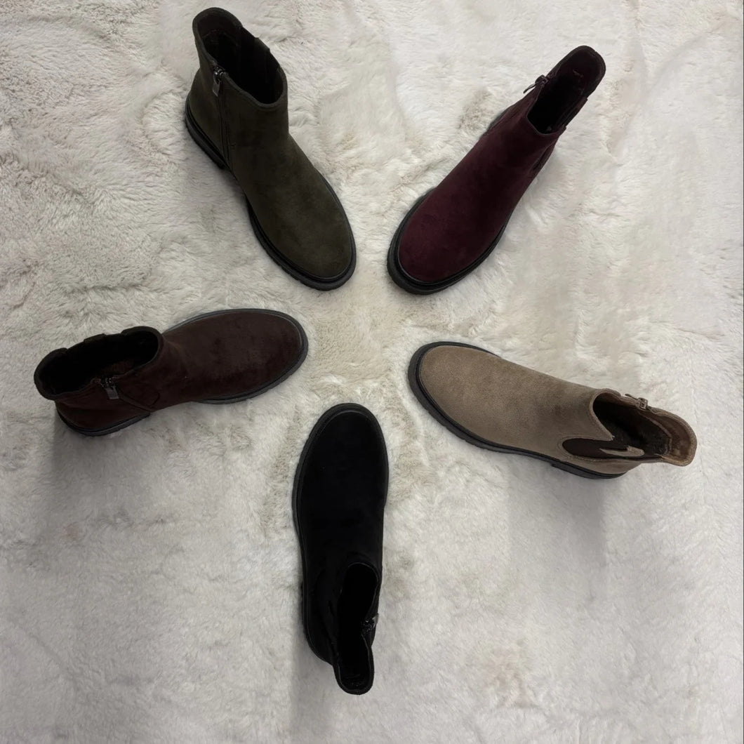 Suedette stretch ankle boot